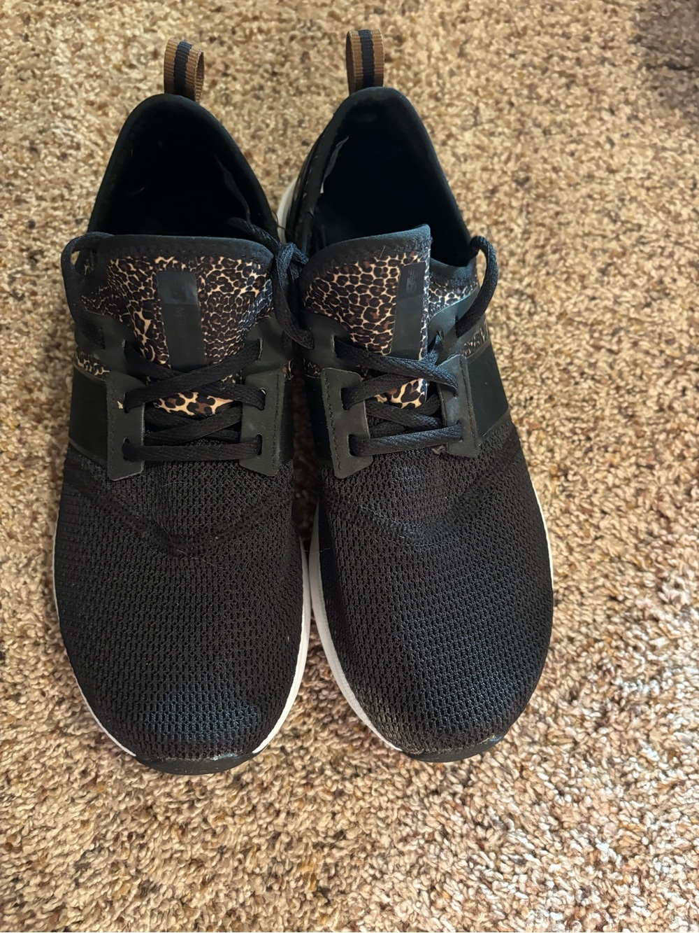 New Balance Black Sneakers with Leopard Accent